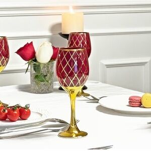 NIB Cret Fine Ruby Radiance Wine Glass Set of 6